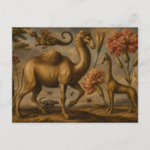 Vintage-Fantasy-Botanisches-Tier-Ölgemälde