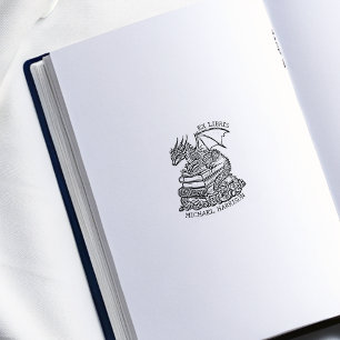 Vintage-Fantasy-Drachen-Exlibris Gummistempel