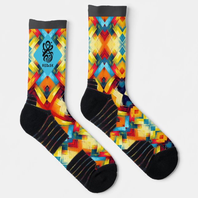 Vintage Farbbilder: Stilvolle geometrische Formen Socken (Rechts)