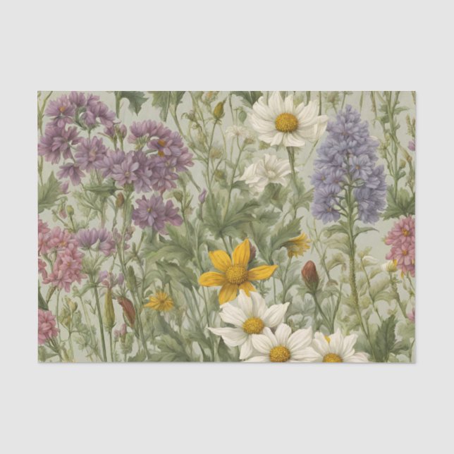 Vintage Farbblende Wildblumen Seidenpapier (Vorderseite)
