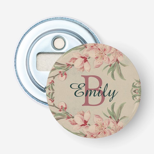 Vintage Farbe Rosa Blütenfarbe Personalisiert Flaschenöffner (Vorderseite)