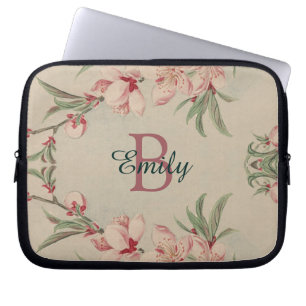 Vintage Farbe Rosa Blütenfarbe Personalisiert Laptopschutzhülle