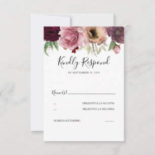Vintage Farben Elegante Dusty Rose Wedding RSVP Karte