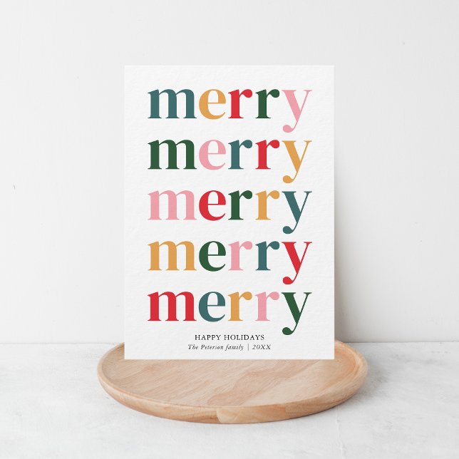 Vintage Farben frohe Weihnachten Moderne Minimalis (Minimalist bold Merry Christmas holiday card)