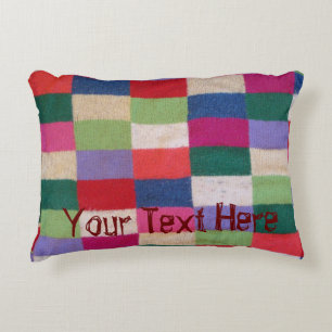 Vintage, farbenfrohe gestrickte Patchwork-Quadrate Dekokissen
