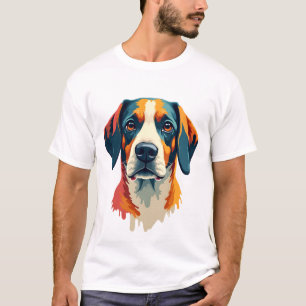 Vintage-farbenfrohes Hundeporträt im Pop-Art-Stil T-Shirt