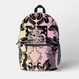 Vintage Farbige Art Deco Damast viktorianisches Ze Bedruckter Rucksack
