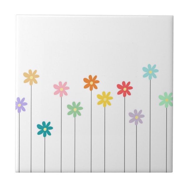 Vintage farbige Blume Fliese (Vorderseite)