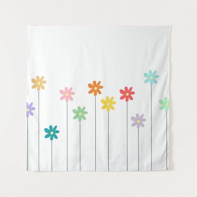Vintage farbige Blume Wandteppich (Vorderseite)