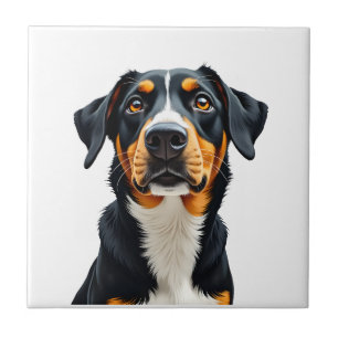 Vintage-farbige Hund-Porträt-Illustration Retro-P Fliese