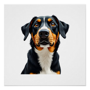 Vintage-farbige Hund-Porträt-Illustration Retro-P Poster