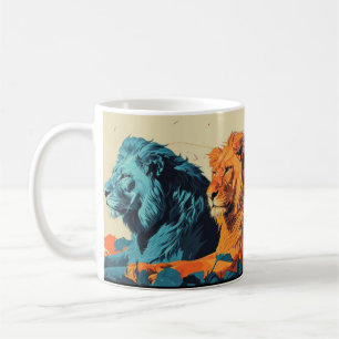 Vintage farbige Löwen Kaffeetasse