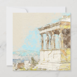 Vintage Farbskizze Postkarte von Athen, Griechenla