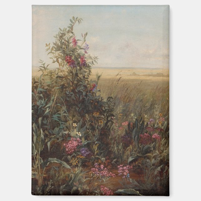 Vintage Farbwiese mit Wildblumen Design Magnet (Vorderseite)