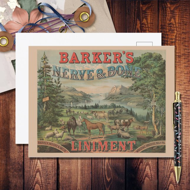 Vintage Farm Animal Typography Ephemerad Postkarte (Von Creator hochgeladen)