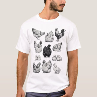 Vintage Farm Chicken Illustration Set T-Shirt