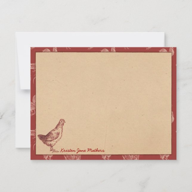 Vintage Farm-Rooster-Personalisierte Flachbildschi Mitteilungskarte (Vorderseite)