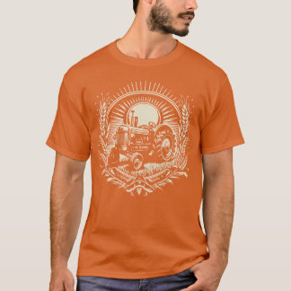 Vintage farm tractor circular emblem T-Shirt