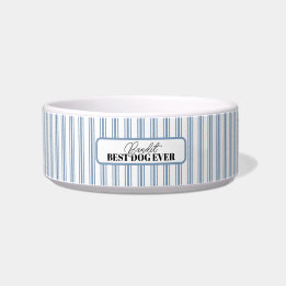 Vintage Farmhouse Blue Ticking Stripe Pet Napf