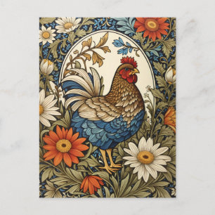 Vintage Farmhouse-Henne und Gänseblümchen Postkarte