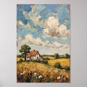 Vintage Farmhouse - ländliche Landschaftskunst Poster