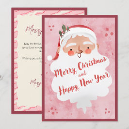 Vintage Farmhouse Pink Script Santa Clause  Feiertagskarte