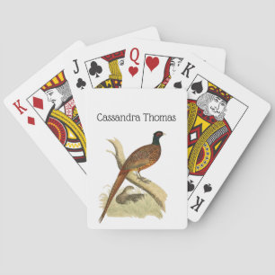 Vintage-Fasan auf Ast-Jagdvogel-Zeichnung Farbe Spielkarten