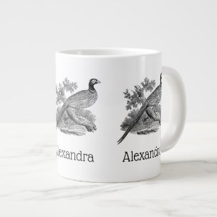 Vintage Fasan Jagdvogel Zeichnung SW Jumbo-Tasse