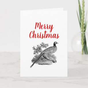 Vintage Fasan Jagdvogel Zeichnung SW Weihnachten