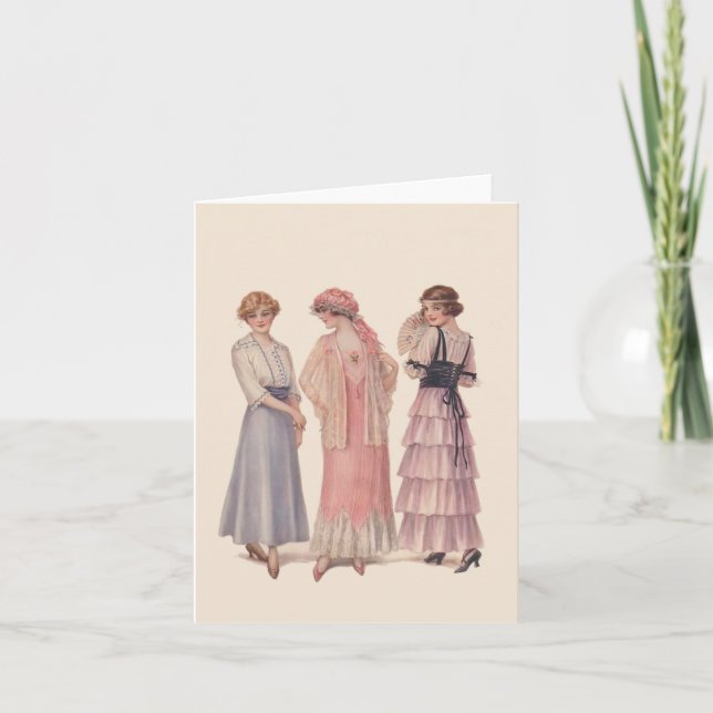 Vintage Fashion Note Grußkarte Karte (Vorderseite)