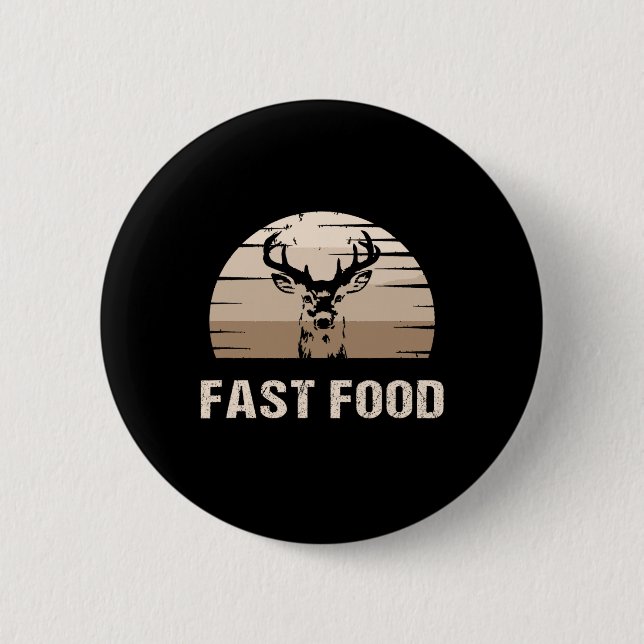 Vintage Fast Food Hunter Hirsche Jagen Button (Vorderseite)