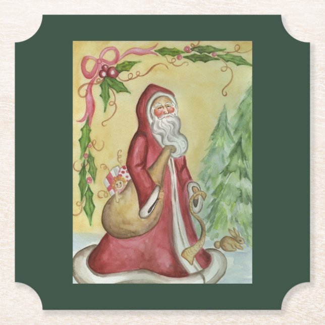 Vintage Father Christmas Coasters Untersetzer (Vorderseite)