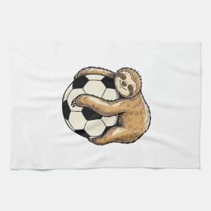 Vintage Faultier Fußball Cute Tier Shirt Design Geschirrtuch