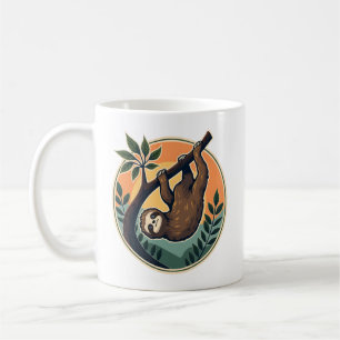 Vintage Faultier Vektor Retro-Wildtier-Abzeichen 2 Kaffeetasse