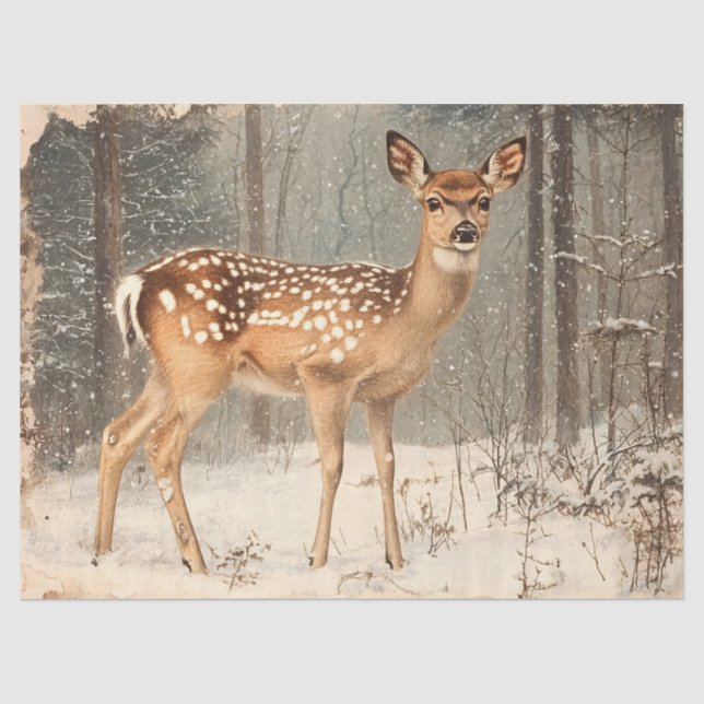 Vintage Fauna Landschaftlich rustikale Dekoupage Seidenpapier (Vorderseite)