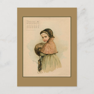 Vintage Februar 1891 schöne Kinderzeichnung Postkarte