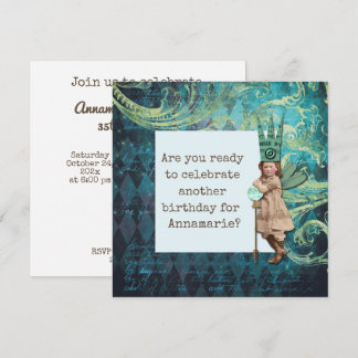 Vintage Fee Altered Art Geburtstag Einladung