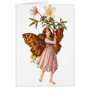 Vintage - Fée fille avec fleurs,