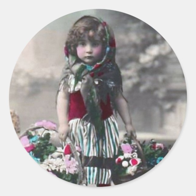 Vintage Feen Runder Aufkleber (Vorderseite)