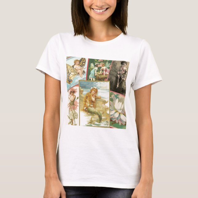 Vintage Feen und Meerjungfrauen T-Shirt (Vorderseite)