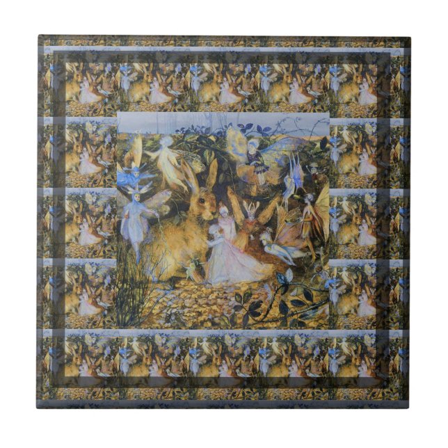 Vintage feenhafte Geschichte Art. des Kaninchens Fliese (Vorderseite)