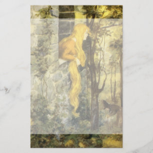 Vintage feenhafte Geschichte, Rapunzel mit dem Briefpapier