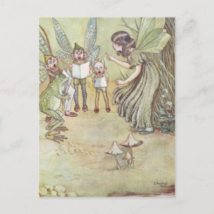 Vintage Feenillustration, Retro Postkarte