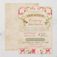 Vintage-Feenzauber-Baby-Shower-Einladung