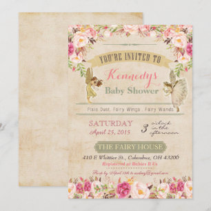 Vintage-Feenzauber-Baby-Shower-Einladung Einladung