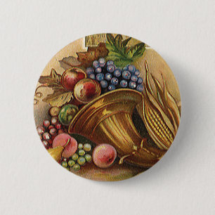 Vintage-Feiertage, Erntedankfest, Ernte und Pilger Button