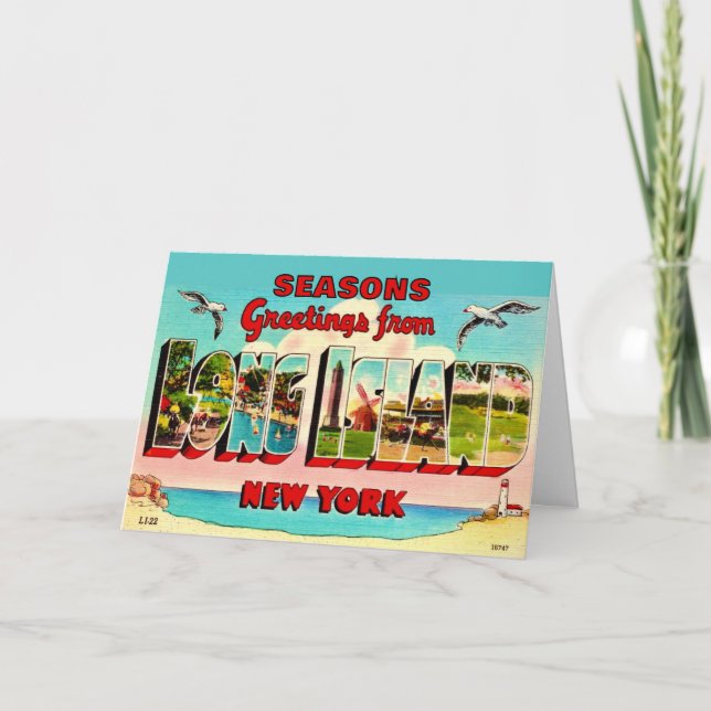 Vintage-Feiertagskarte von Long Island Feiertagskarte (Vorderseite)