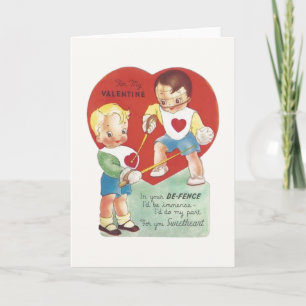 Vintage Fencer Valentine Grußkarte Feiertagskarte