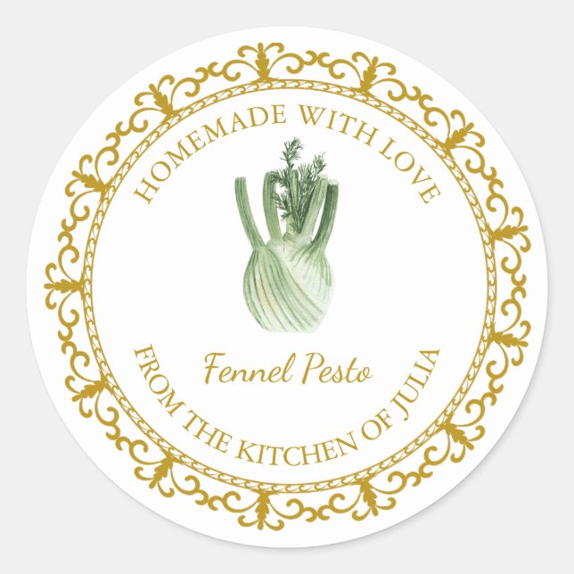 Vintage Fennel Pesto Étiquette l Blanc (Devant)
