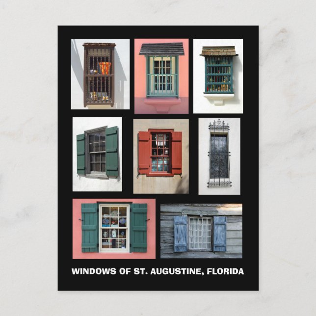 Vintage Fenster von St. Augustine, Florida Postkarte (Vorderseite)